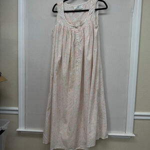 Women's Eileen West Floral Cotton Nightgown M Pink Green